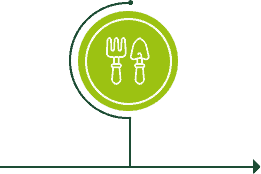 Garden tools icon with fork and trowel for landscaping and gardening.