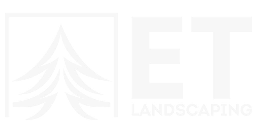 ET Landscaping logo with a stylized tree and bold text for outdoor space services.
